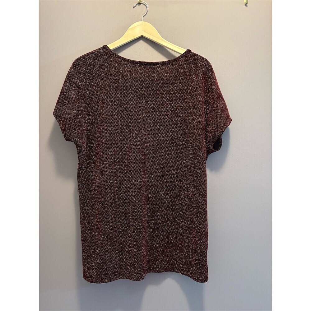 Elementz Blouse Womens XL Red Black Geometric Metallic Sparkle Short - Picture 5 of 9